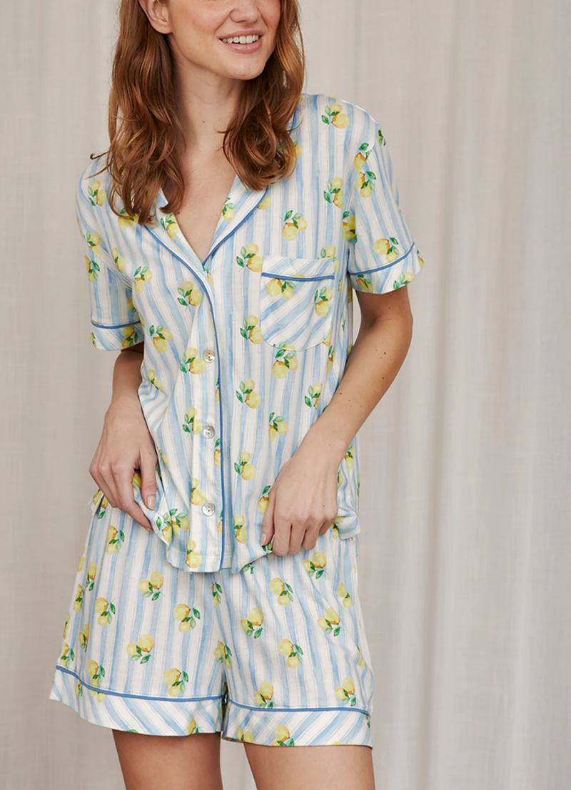 PJ BOYFRIEND SET SHORT LEMON BREEZE- Conjunto de Pijama Boyfriend Vera Short