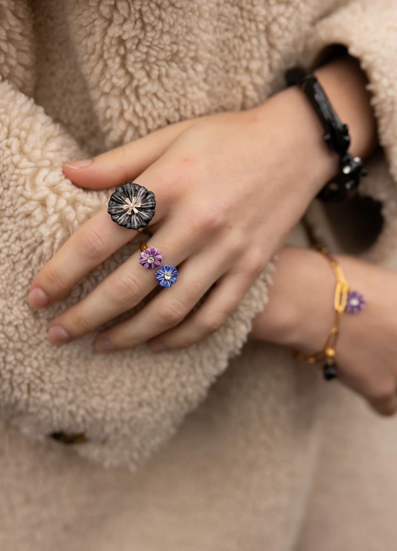 ANILLO VIOLETAS AZUL Y MORADAS