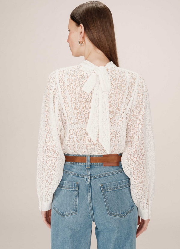 Blusa SICILIA bordada de encaje Grace & Mila IVOIRE | Moda sostenible europea
