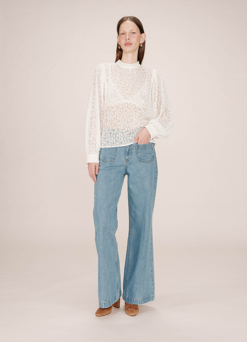 Blusa SICILIA bordada de encaje Grace & Mila IVOIRE | Moda sostenible europea