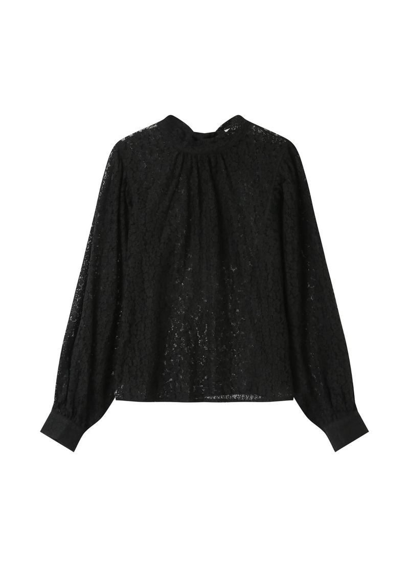 Blusa SICILIA bordada de encaje Grace & Mila NOIR | Moda sostenible europea