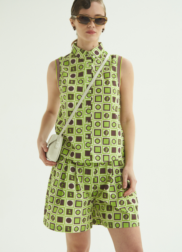 CAMISA DE ALGODÓN CINETIC ESTAMPADO VERDE