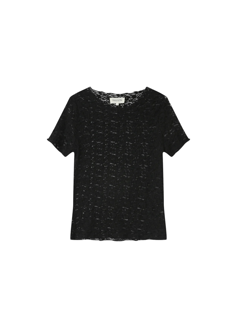 Camiseta de encaje transparente color noir Swift