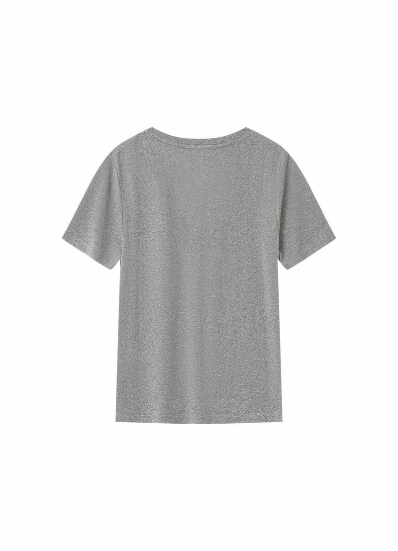 CAMISETA de cuello en V de lúrex color GRIS Stardust