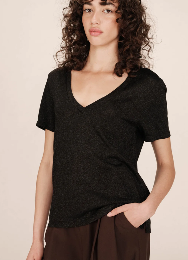 CAMISETA de cuello en V de lúrex color NOIR Stardust