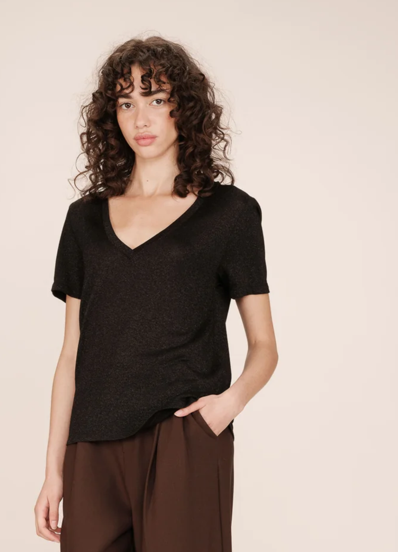 CAMISETA de cuello en V de lúrex color NOIR Stardust