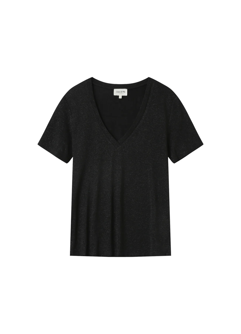CAMISETA de cuello en V de lúrex color NOIR Stardust