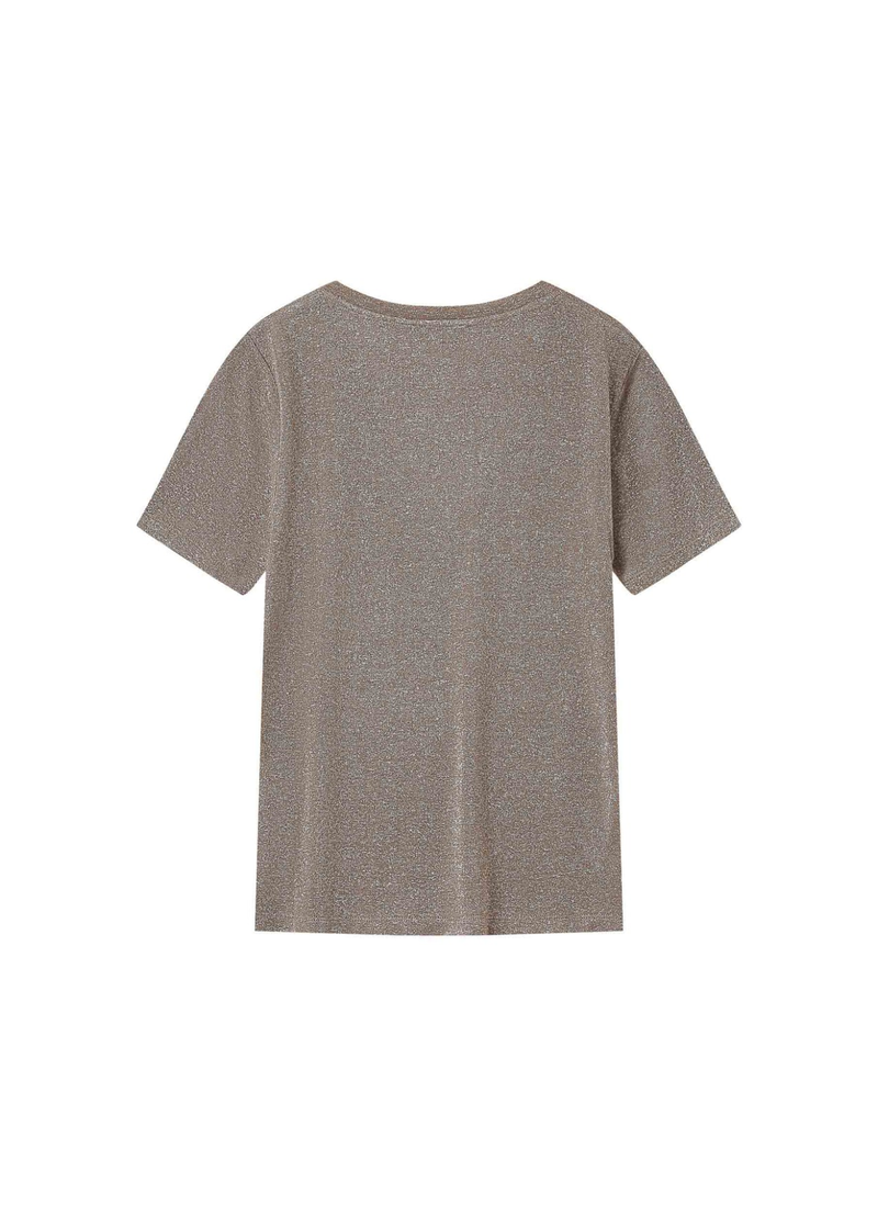 CAMISETA de cuello en V de lúrex color greige Stardust