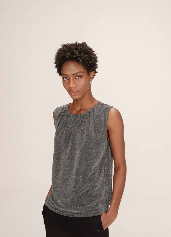 TOP FLUIDO EN LUREX TEXTO ARGENT