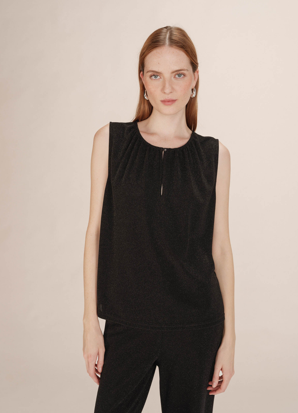 TOP FLUIDO EN LUREX TEXTO NOIR