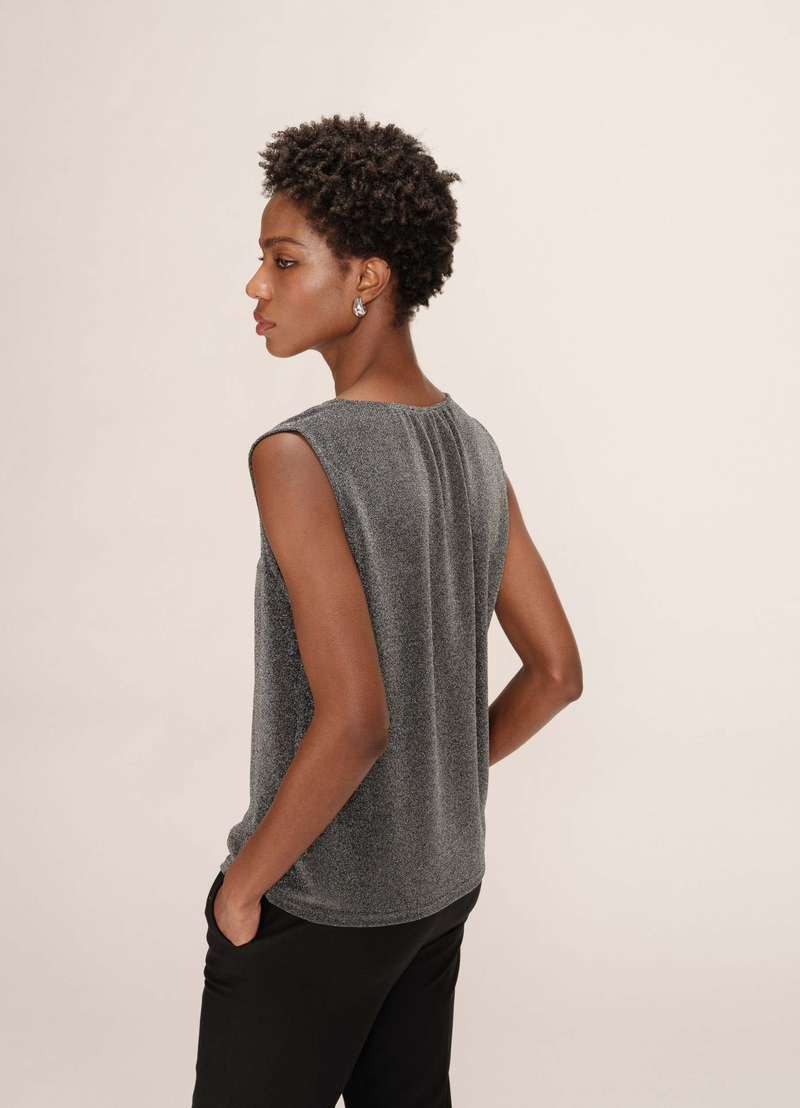 TOP FLUIDO EN LUREX TEXTO ARGENT