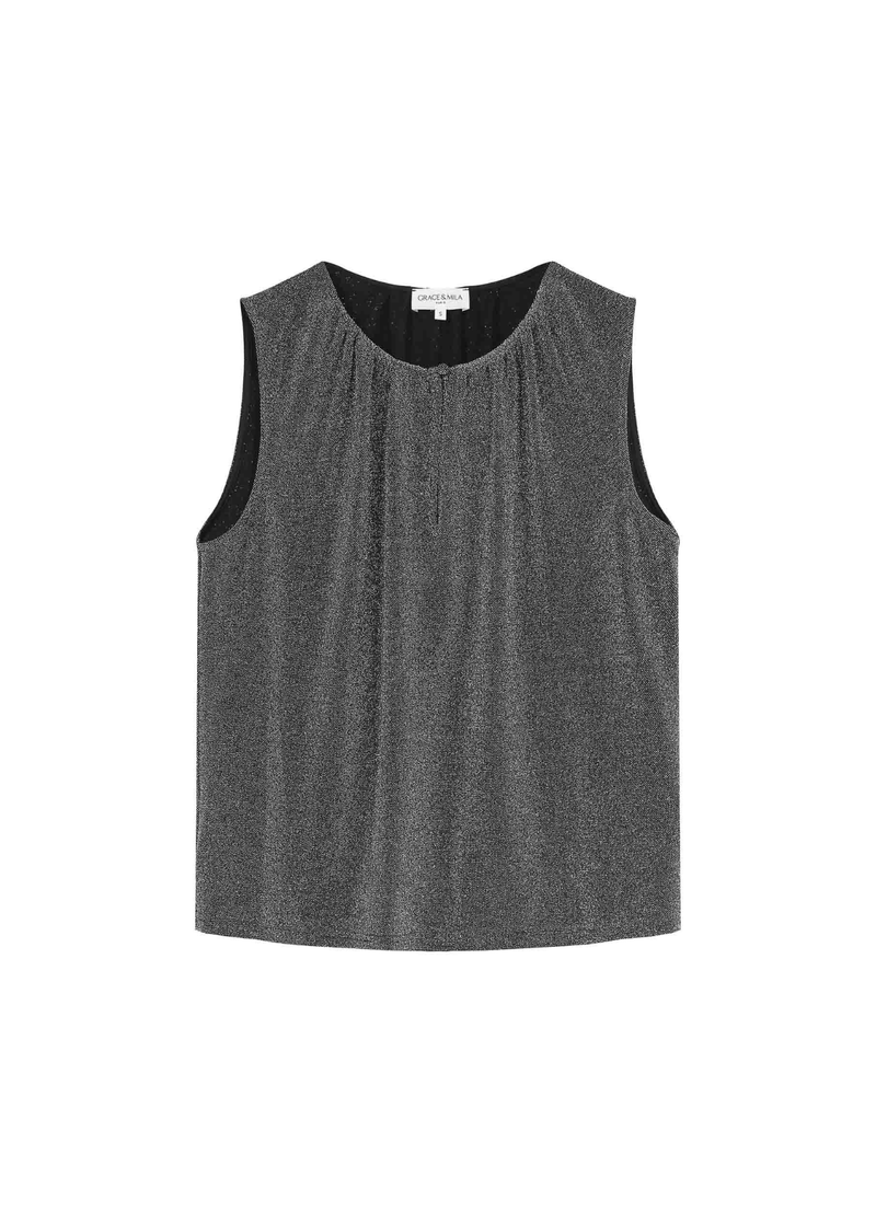 TOP FLUIDO EN LUREX TEXTO ARGENT