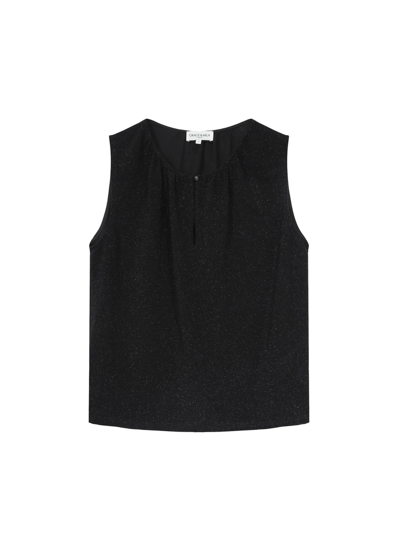 TOP FLUIDO EN LUREX TEXTO NOIR