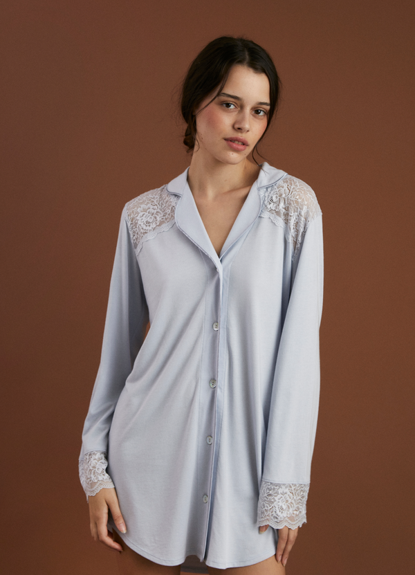 Camisola Boyfriend Vera Bridal Soft Sky