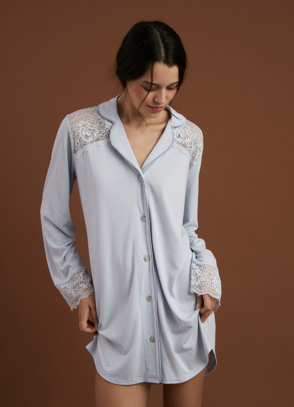 Camisola Boyfriend Vera Bridal Soft Sky