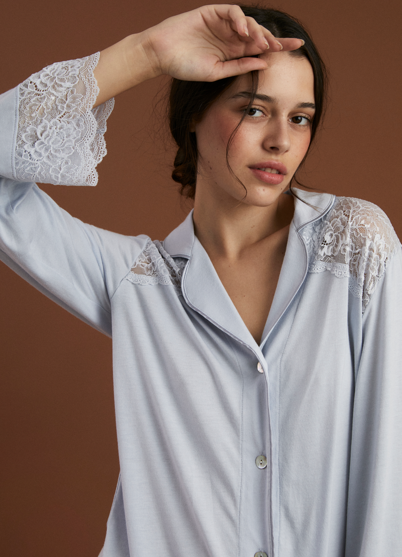 Camisola Boyfriend Vera Bridal Soft Sky