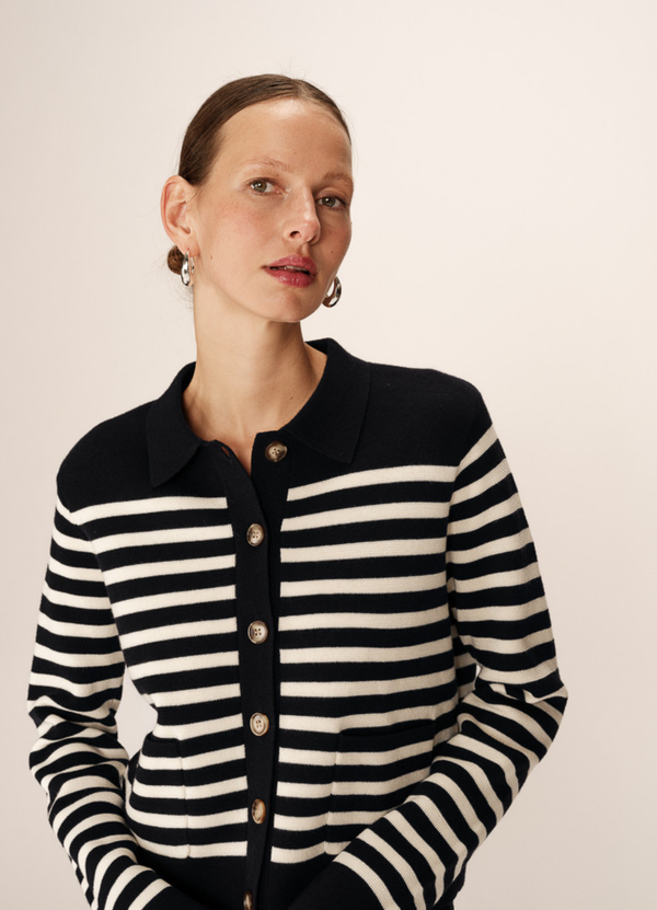 PRE-VENTA | CARDIGAN PAM RAYURE MARINE