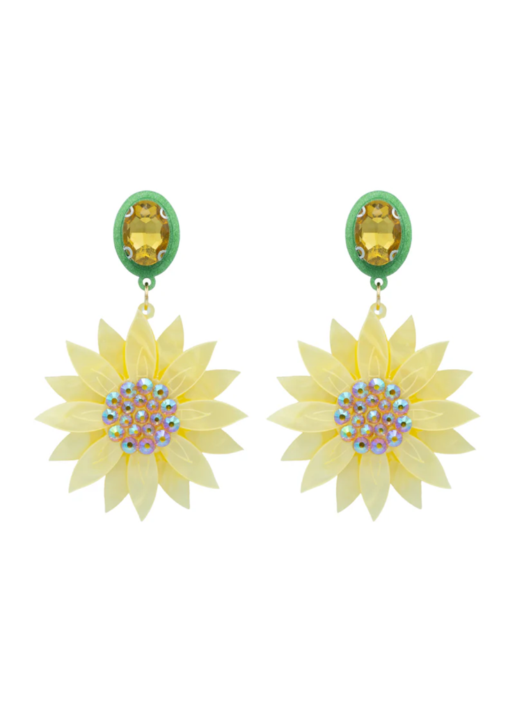 Maxi Clythia Kiwipomelo — Aros artesanales españoles girasol maxi amarillo y verde