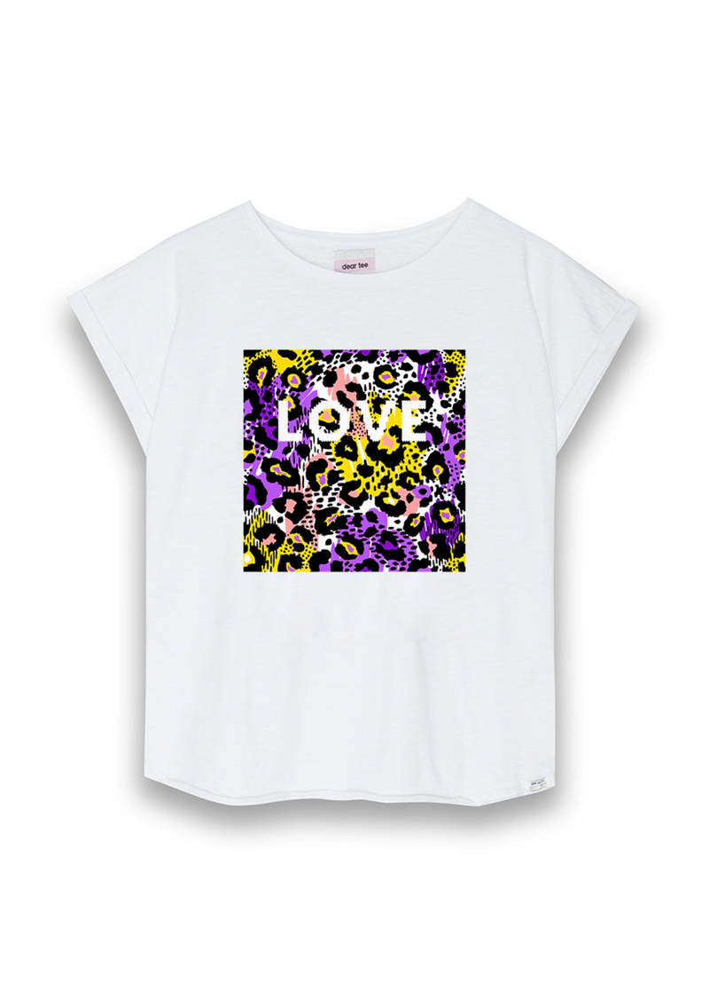 POLERA LOVE LEOPARD BLANCA