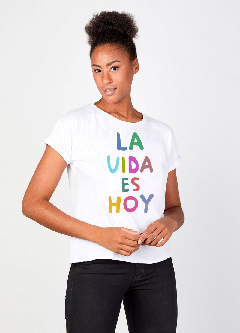 POLERA LA VIDA ES HOY BLANCA