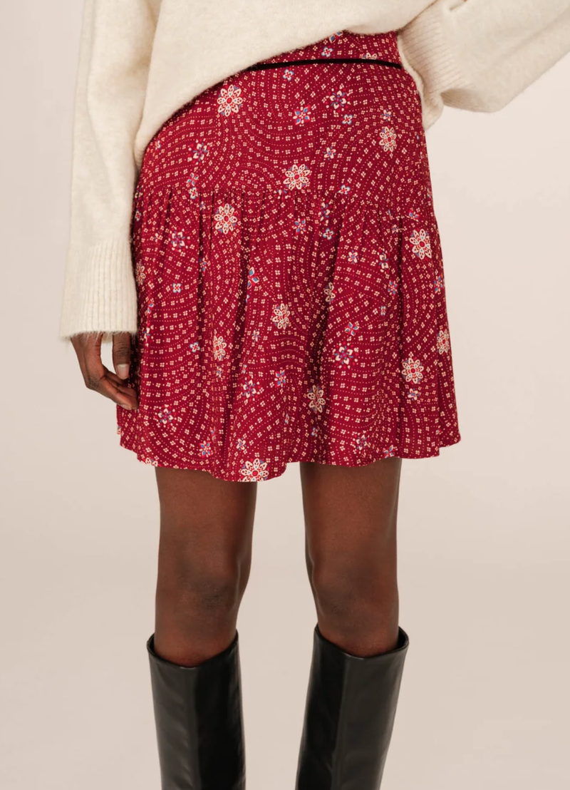 FALDA CORTA FLORAL STAICY TERRACOTA