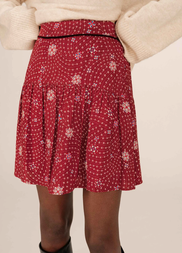 FALDA CORTA FLORAL STAICY TERRACOTA