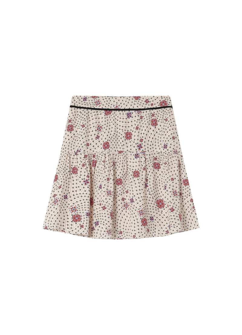 FALDA CORTA FLORAL STAICY ECRU