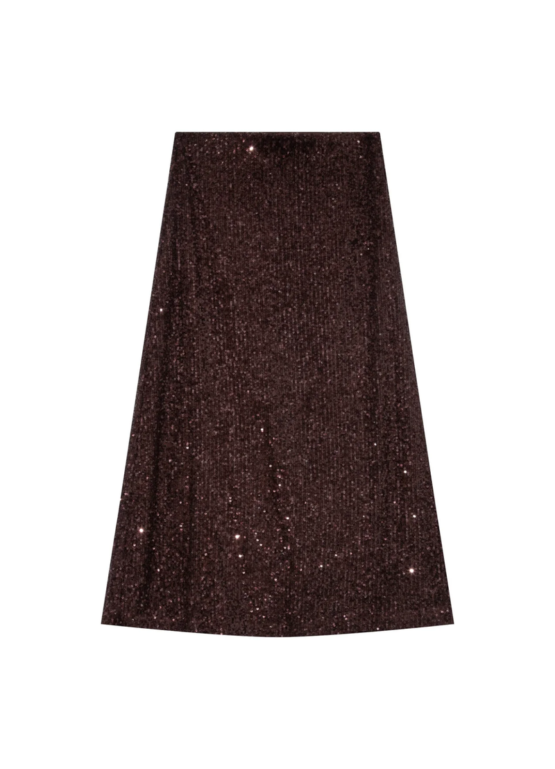 Falda larga de lentejuelas chocolat Tailana
