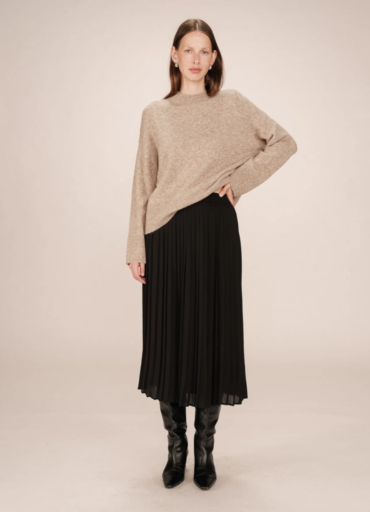 FALDA MIDI PLISSE NOIR
