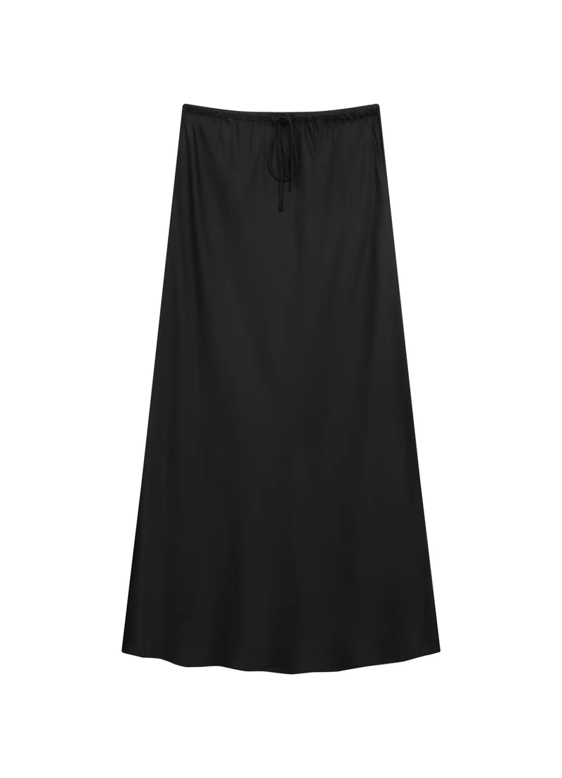 Falda larga de satén negro Talmas