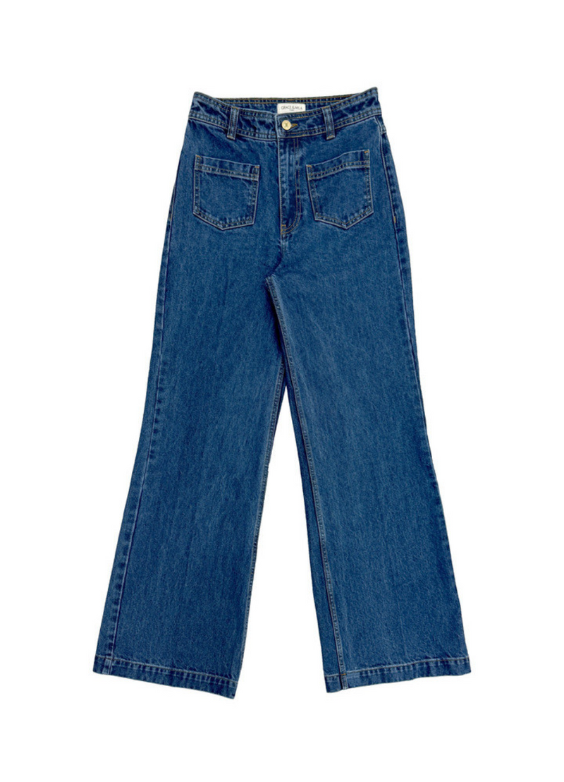 JEAN ACAMPANADO DE TIRO ALTO JACOB MEDIUM BLEU