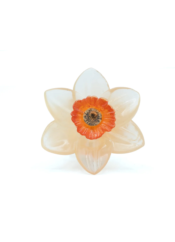 Anillo Narciso Dorado Naranja Kiwipomelo — Anillo español flor dorada y naranja