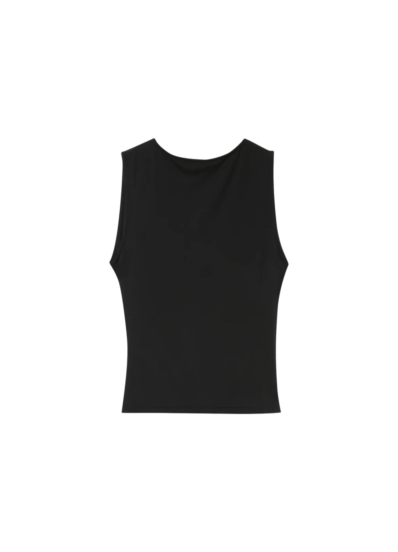 Top drapeado PURE sin mangas color NOIR