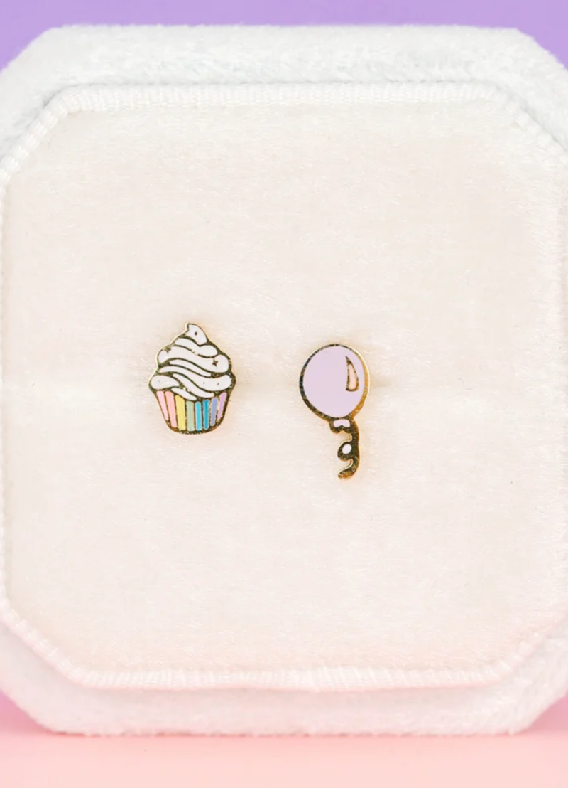 PENDIENTES HIPOALERGENICO CON BAÑO DE ORO BIRTHDAY PARTY!