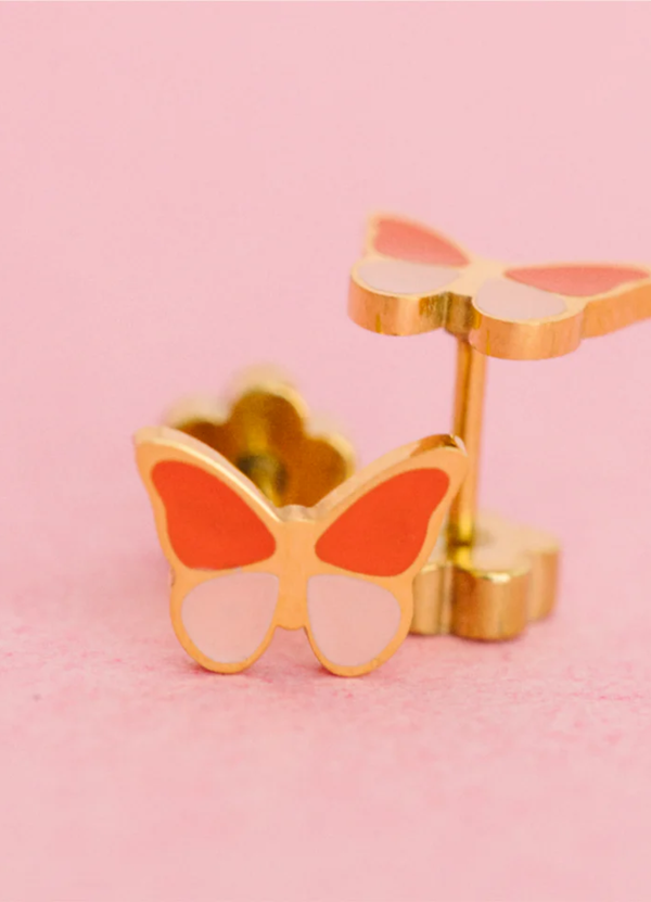 PENDIENTES HIPOALERGENICO CON BAÑO DE ORO BUTTERFLY COLORBLOCK