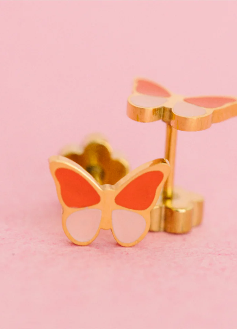PENDIENTES HIPOALERGENICO CON BAÑO DE ORO BUTTERFLY COLORBLOCK