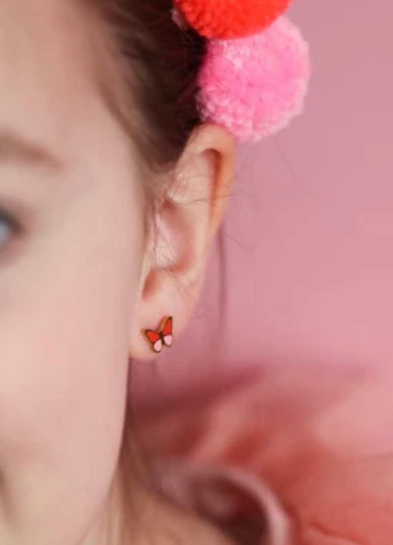 PENDIENTES HIPOALERGENICO CON BAÑO DE ORO BUTTERFLY COLORBLOCK