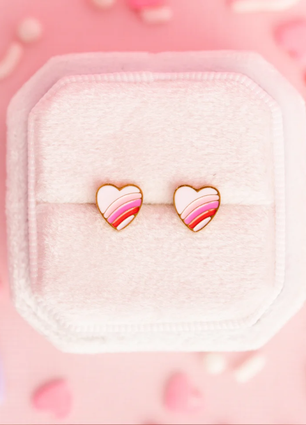 PENDIENTES HIPOALERGENICO CON BAÑO DE ORO RAINBOW HEART