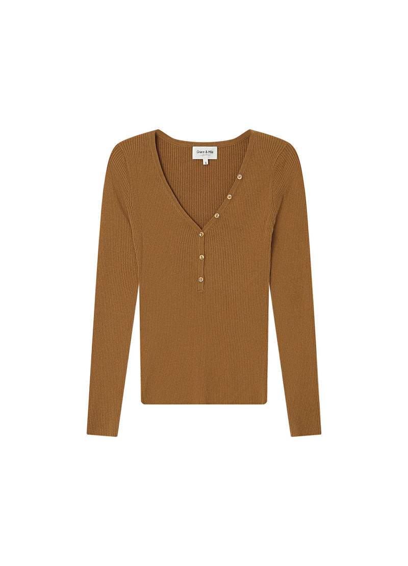 PULL SATURNINO OCRE MANGA LARGA