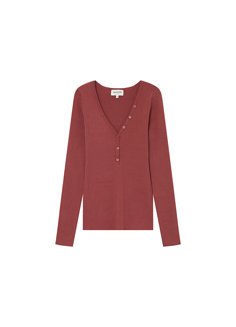 PULL SATURNIN TERRACOTA MANGA LARGA