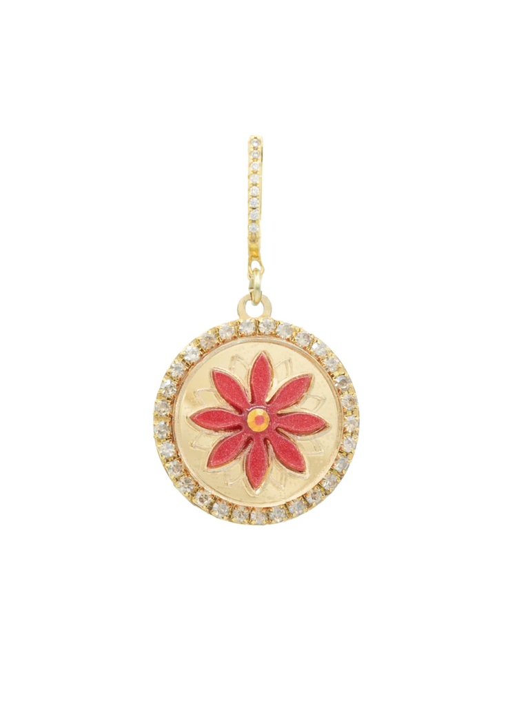 Aro Rosetón Tiny Kiwipomelo — Aros españoles flor roja y oro