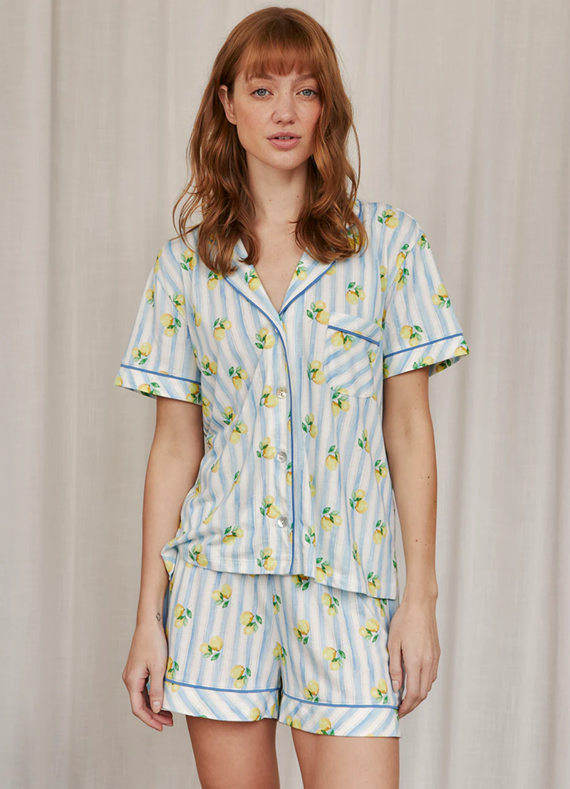 PJ BOYFRIEND SET SHORT LEMON BREEZE- Conjunto de Pijama Boyfriend Vera Short