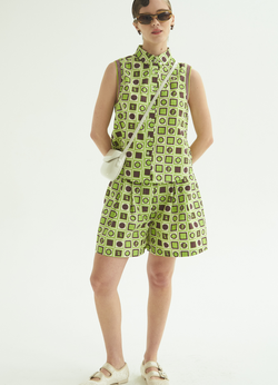 SHORT SASTRERO DE ALGODÓN CINETIC ESTAMPADOS VERDE