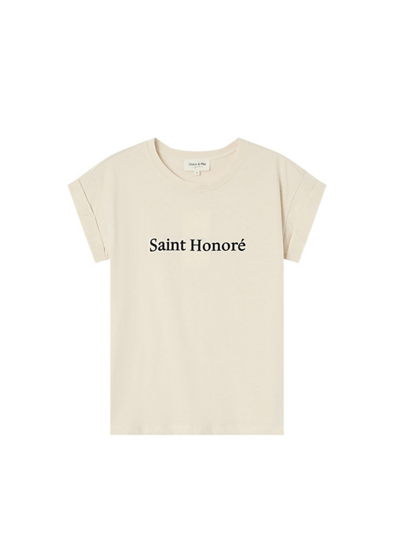 Camiseta SORENTINO con estampado de terciopelo 100% algodón color BEIGE