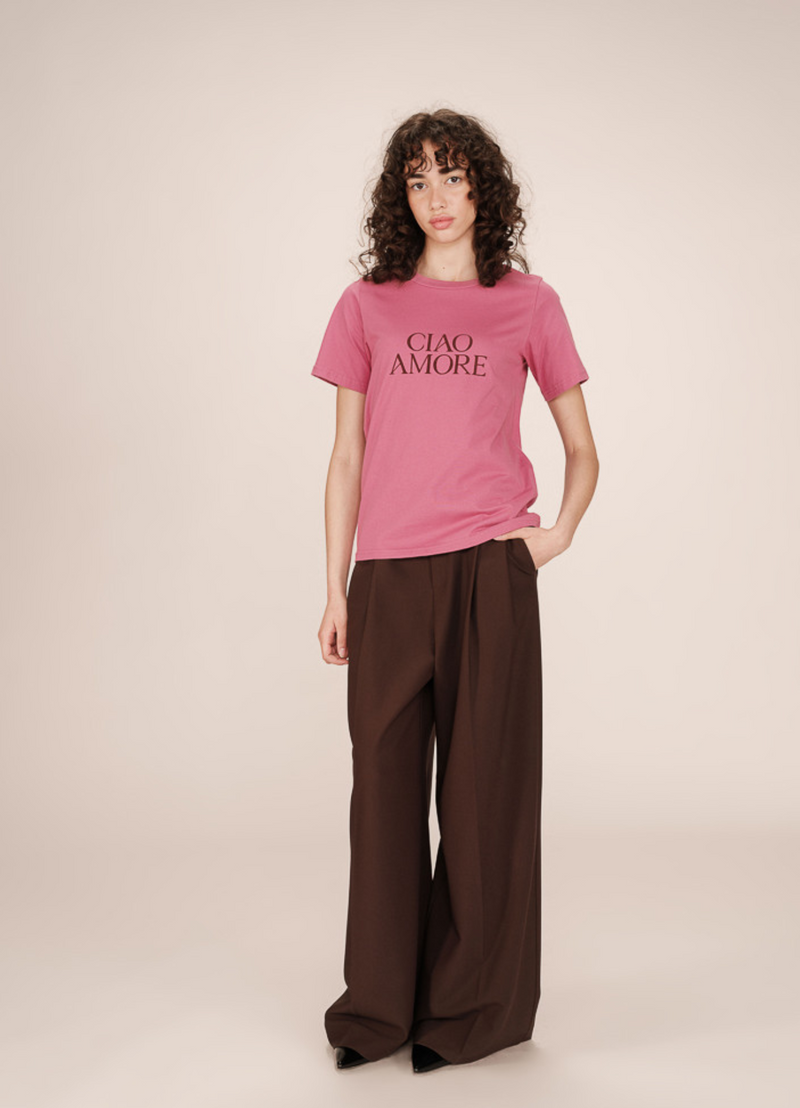 Camiseta SOFT de manga corta con mensaje CIAO AMORE | 100% algodón, terciopelo