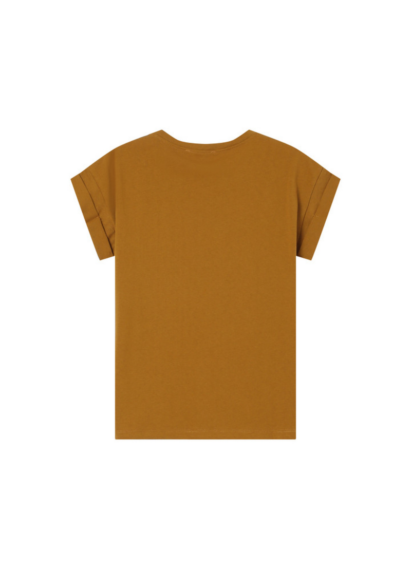 Camiseta SORENTINO con estampado de terciopelo 100% algodón color ocre