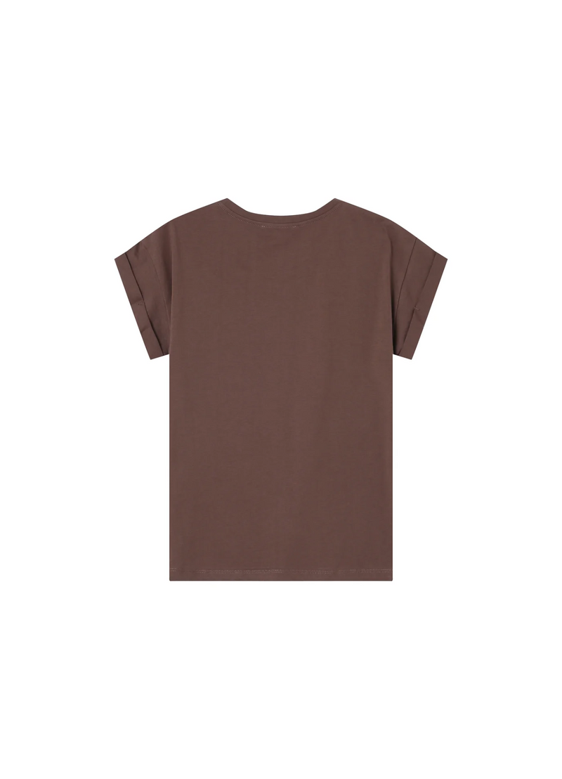Camiseta SORENTINO con estampado de terciopelo 100% algodón color CHATAIGNE