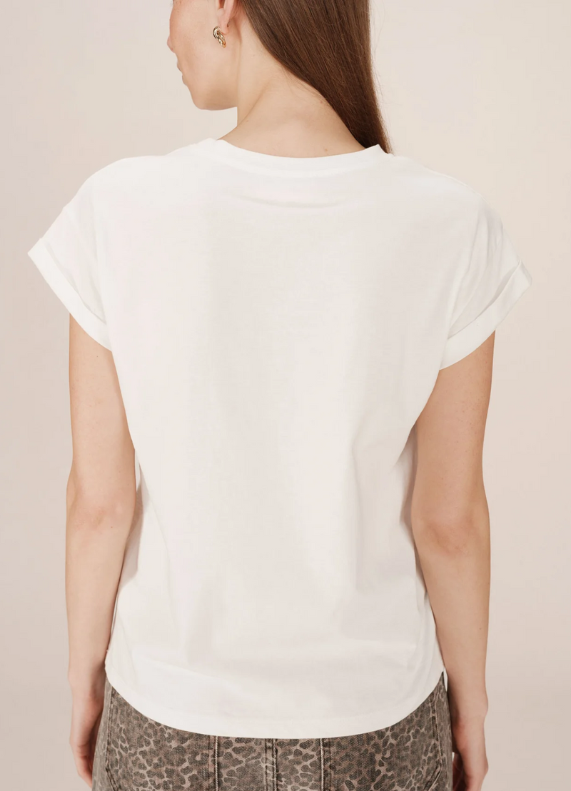 Camiseta SORENTINO con estampado de terciopelo 100% algodón color IVOIRE