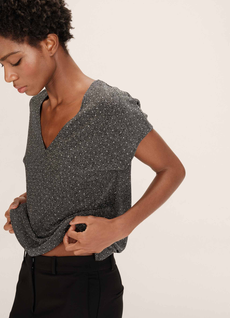 TEESHIRT FLUIDO EN LUREX TANGO ARGENT