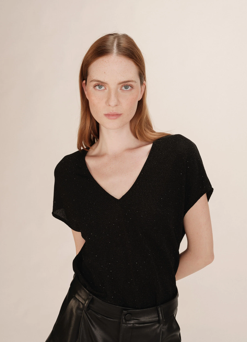 TEESHIRT FLUIDO EN LUREX TANGO NOIR